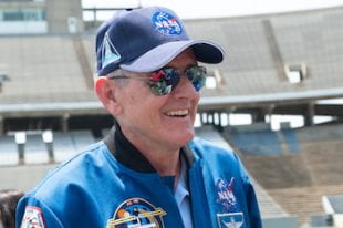 The NASA video imagined astronaut Bill McArthur's life as he watched the Rice Stadium speech as a child and became an astronaut himself. McArthur flew three space shuttle missions. Photo by Jeff Fitlow