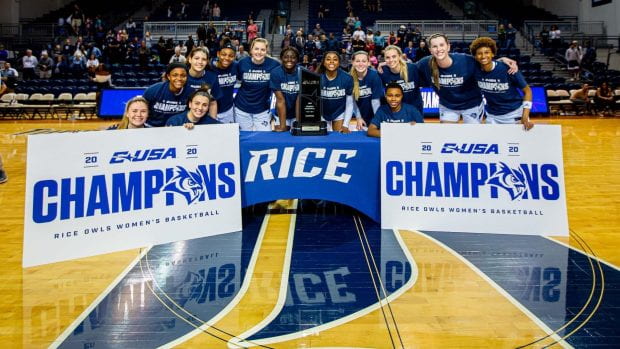 The Rice women's basketball team claimed the Conference USA regular season title March 7 at Tudor Fieldhouse. (Photo by Juan DeLeon)