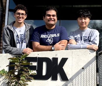 The Space Stuff team, from left: Nicolas Terrazas, Chad Fisher and Sang Bum Lee. (Credit: Rice University)